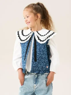 Angel & Rocket Blue Petra Leopard Print Denim Gilet^ Jackets & Coats|Snowsuits & Coats