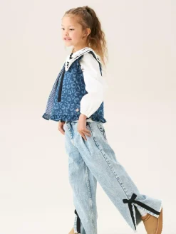 Angel & Rocket Blue Petra Leopard Print Denim Gilet^ Jackets & Coats|Snowsuits & Coats