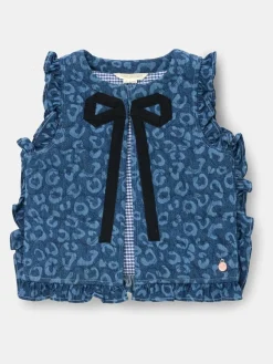 Angel & Rocket Blue Petra Leopard Print Denim Gilet^ Jackets & Coats|Snowsuits & Coats