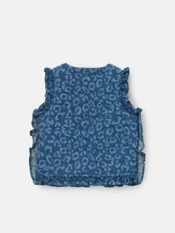 Angel & Rocket Blue Petra Leopard Print Denim Gilet^ Jackets & Coats|Snowsuits & Coats