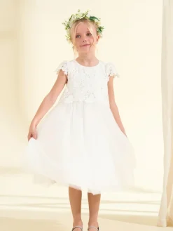 Sale Angel & Rocket Cream Esme Lace Bodice Dress