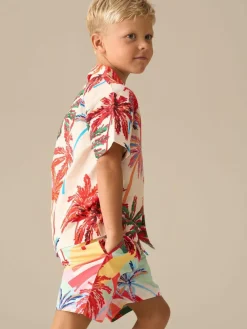 Clearance Angel & Rocket Cream Tyler Bright Palm Short Sleeve Shirt