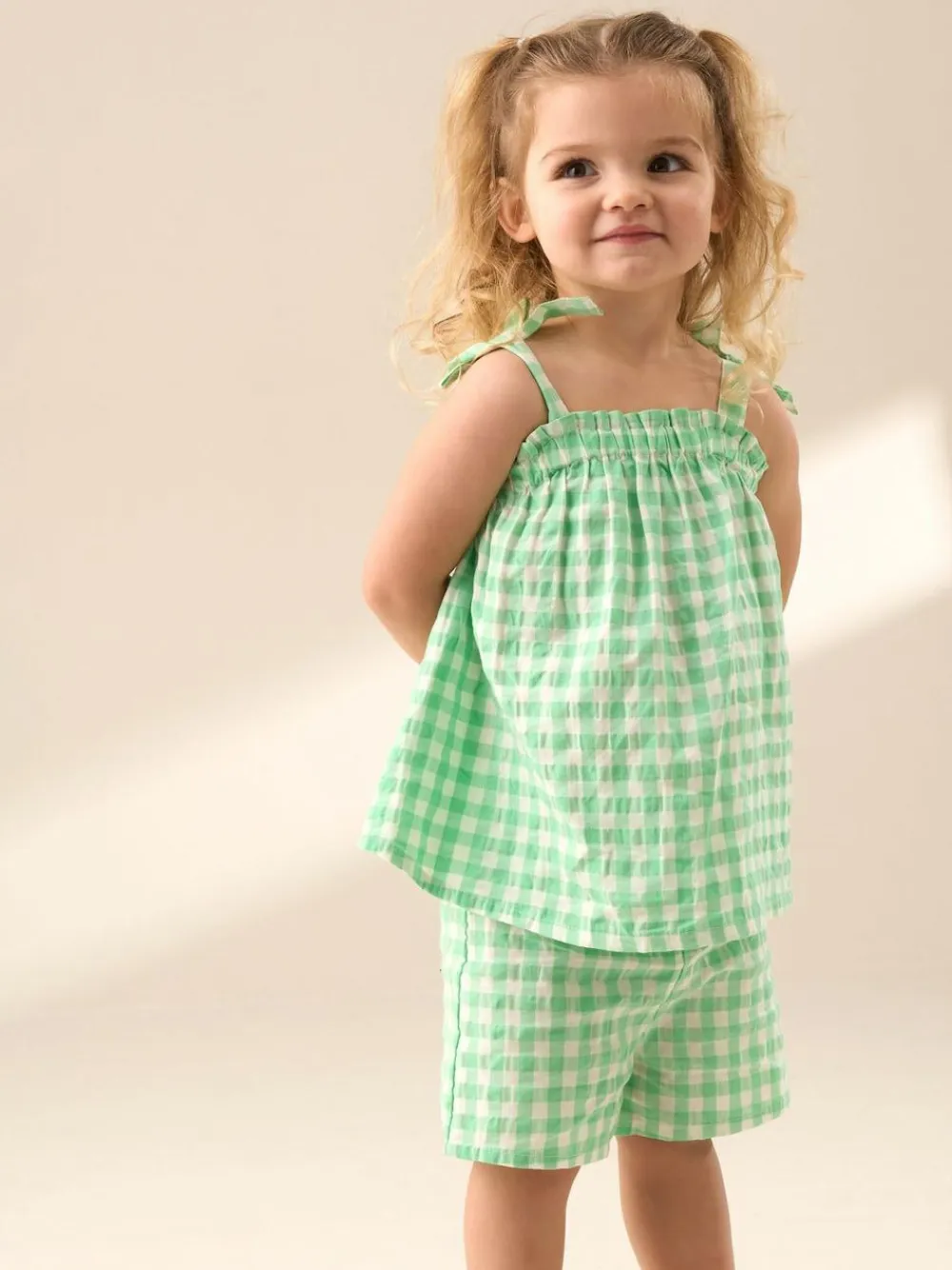 Angel & Rocket Green Connie Gingham Top and Shorts