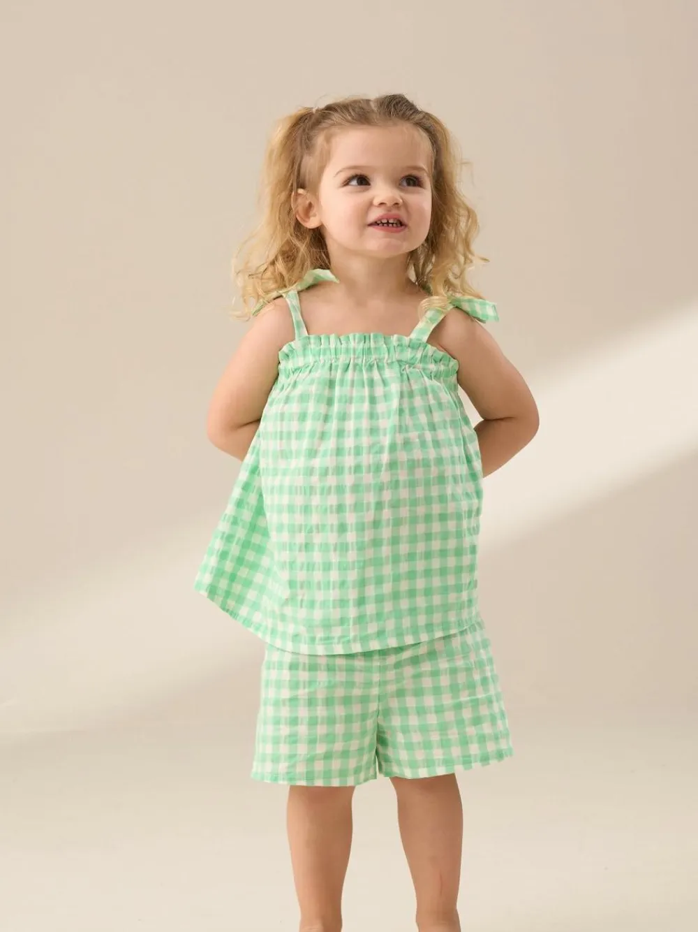 Angel & Rocket Green Connie Gingham Top and Shorts