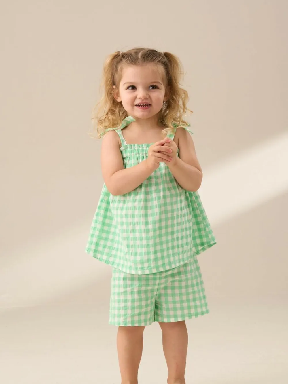 Angel & Rocket Green Connie Gingham Top and Shorts