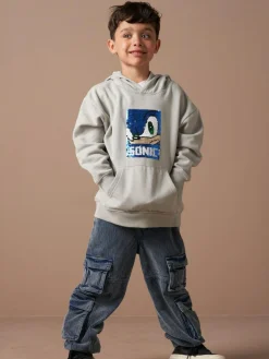 Angel & Rocket Grey Sonic Sequin 100% Cotton Hoodie^BOY Sweatshirts & Hoodies