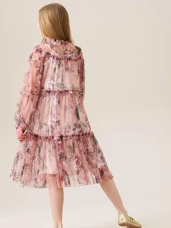 Sale Angel & Rocket Pink Cara Printed Swing Mesh Dress