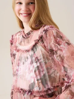 Sale Angel & Rocket Pink Cara Printed Swing Mesh Dress