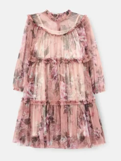 Sale Angel & Rocket Pink Cara Printed Swing Mesh Dress