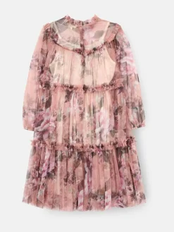 Sale Angel & Rocket Pink Cara Printed Swing Mesh Dress