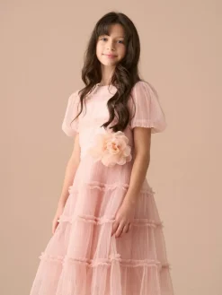 Angel & Rocket Pink Clara Pleated Mesh Corsage Dress^ Occasionwear