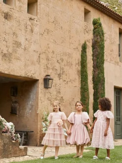 Angel & Rocket Pink Clara Pleated Mesh Corsage Dress^ Occasionwear