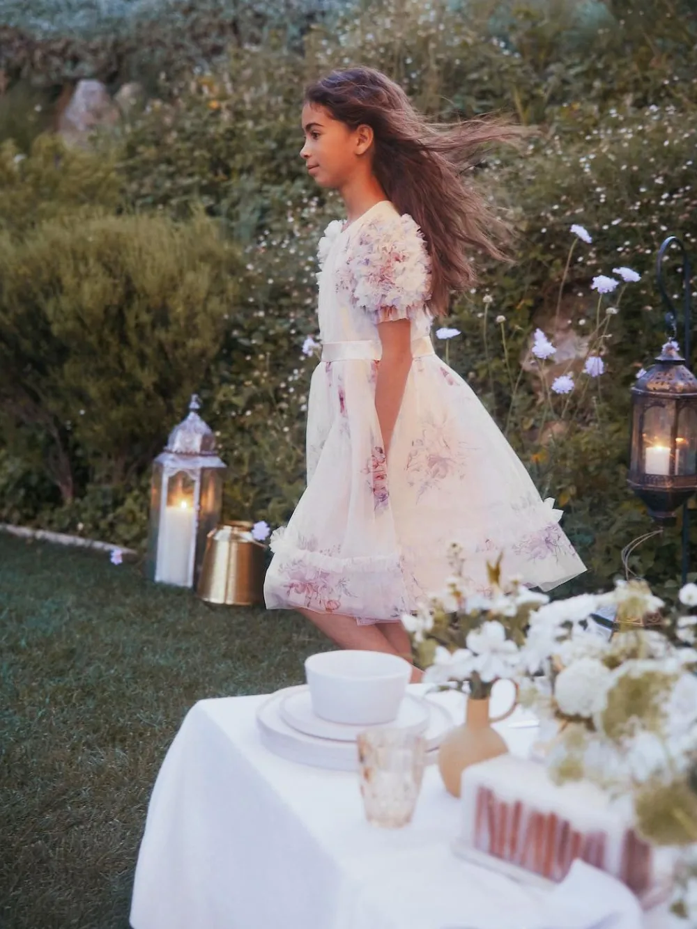 Angel & Rocket Florence Blush Ruffle Sleeve Mesh Dress^ Occasionwear