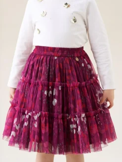 Outlet Angel & Rocket Mae Floral Print Mesh Skirt Pink