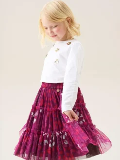 Outlet Angel & Rocket Mae Floral Print Mesh Skirt Pink