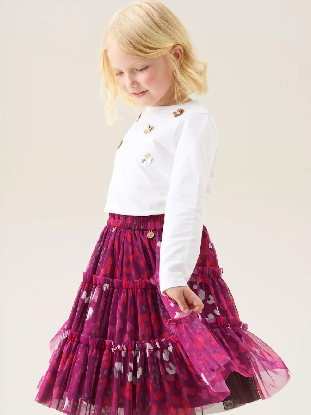 Outlet Angel & Rocket Mae Floral Print Mesh Skirt Pink