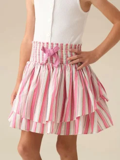 Angel & Rocket Pink Tammy Stripe Shirred Waist Mini Skirt^ Shorts & Skirts
