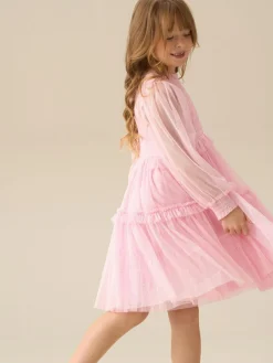 Online Angel & Rocket Willow Ivory Balloon Sleeve Boho Dress Pink