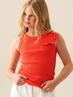 Outlet Angel & Rocket Jess Yellow Flower Corsage Vest Red