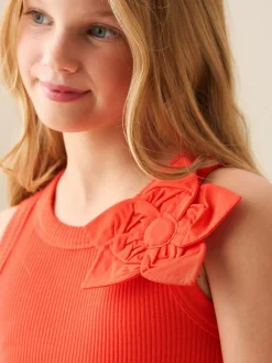 Outlet Angel & Rocket Jess Yellow Flower Corsage Vest Red