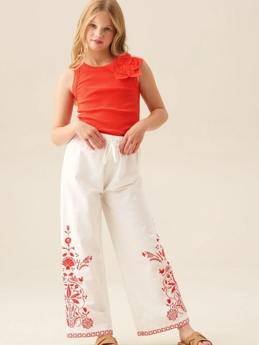 Outlet Angel & Rocket Jess Yellow Flower Corsage Vest Red