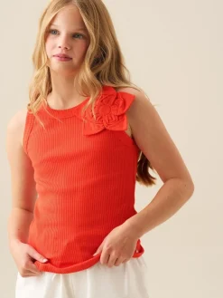 Outlet Angel & Rocket Jess Yellow Flower Corsage Vest Red