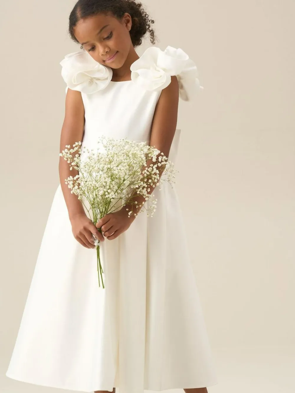 Angel & Rocket White Coco Puff Sleeve Bow Back Dress