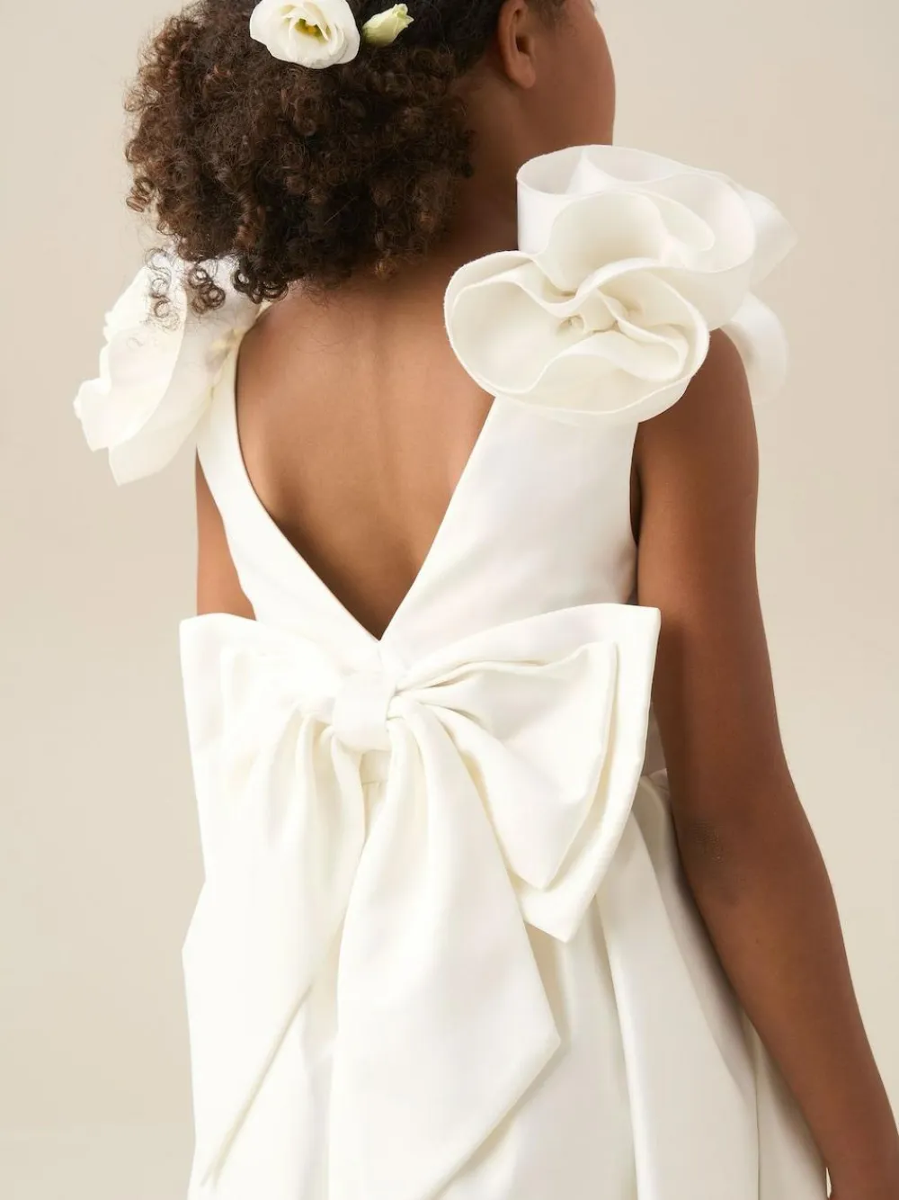 Angel & Rocket White Coco Puff Sleeve Bow Back Dress