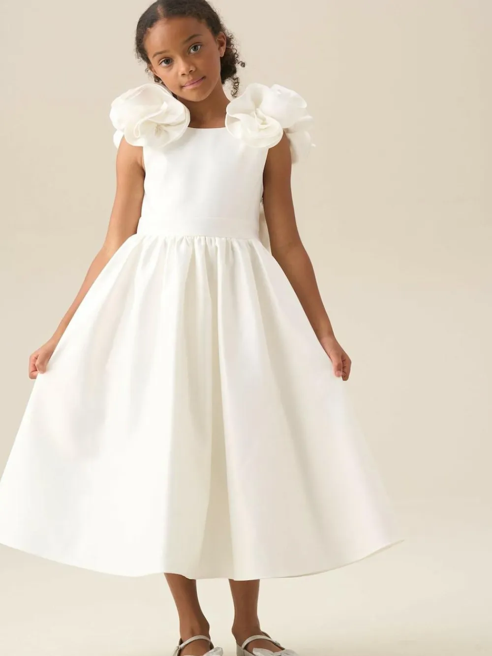 Angel & Rocket White Coco Puff Sleeve Bow Back Dress