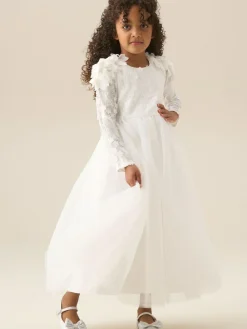 Angel & Rocket White Gabrielle Embellished Mesh Dress^ Dresses|Occasionwear