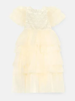 Angel & Rocket White Tiffany Ivory Beaded Tiered Tulle Dress^ Occasionwear