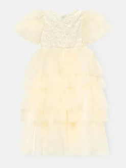 Angel & Rocket White Tiffany Ivory Beaded Tiered Tulle Dress^ Occasionwear