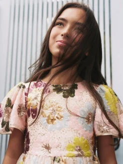 Hot Angel & Rocket White Verity Flower Sequin Dress