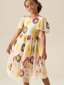 Hot Angel & Rocket White Verity Flower Sequin Dress