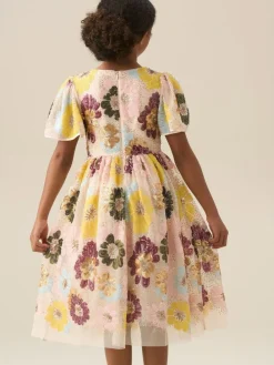 Hot Angel & Rocket White Verity Flower Sequin Dress