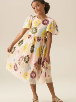 Hot Angel & Rocket White Verity Flower Sequin Dress