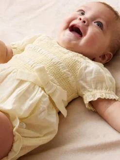 Angel & Rocket Yellow Etta Shirred Rompersuits^ Rompers & Overalls