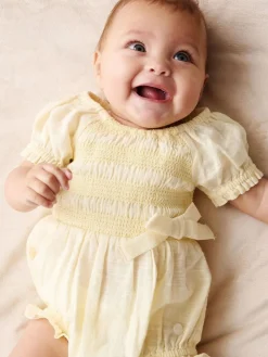 Angel & Rocket Yellow Etta Shirred Rompersuits^ Rompers & Overalls