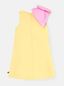Discount Angel & Rocket Yellow Thea Oversized Bow Shoulder Dress