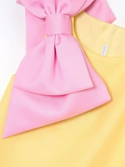 Discount Angel & Rocket Yellow Thea Oversized Bow Shoulder Dress