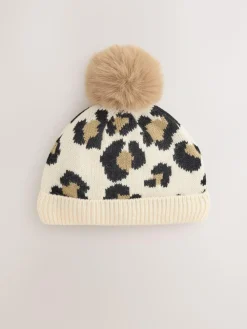 Next Animal Baby Print Knitted Pom Hat (0mths-2yrs)^ Hats & Scratch Mitts|Newborn Accessories