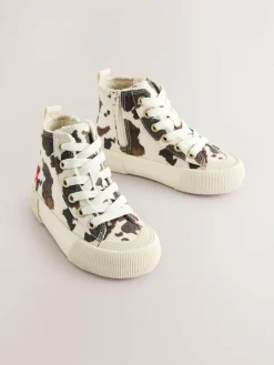 Next Animal Cow Print Standard Fit (F) High Top Trainers^BOY Sneakers|Sneakers