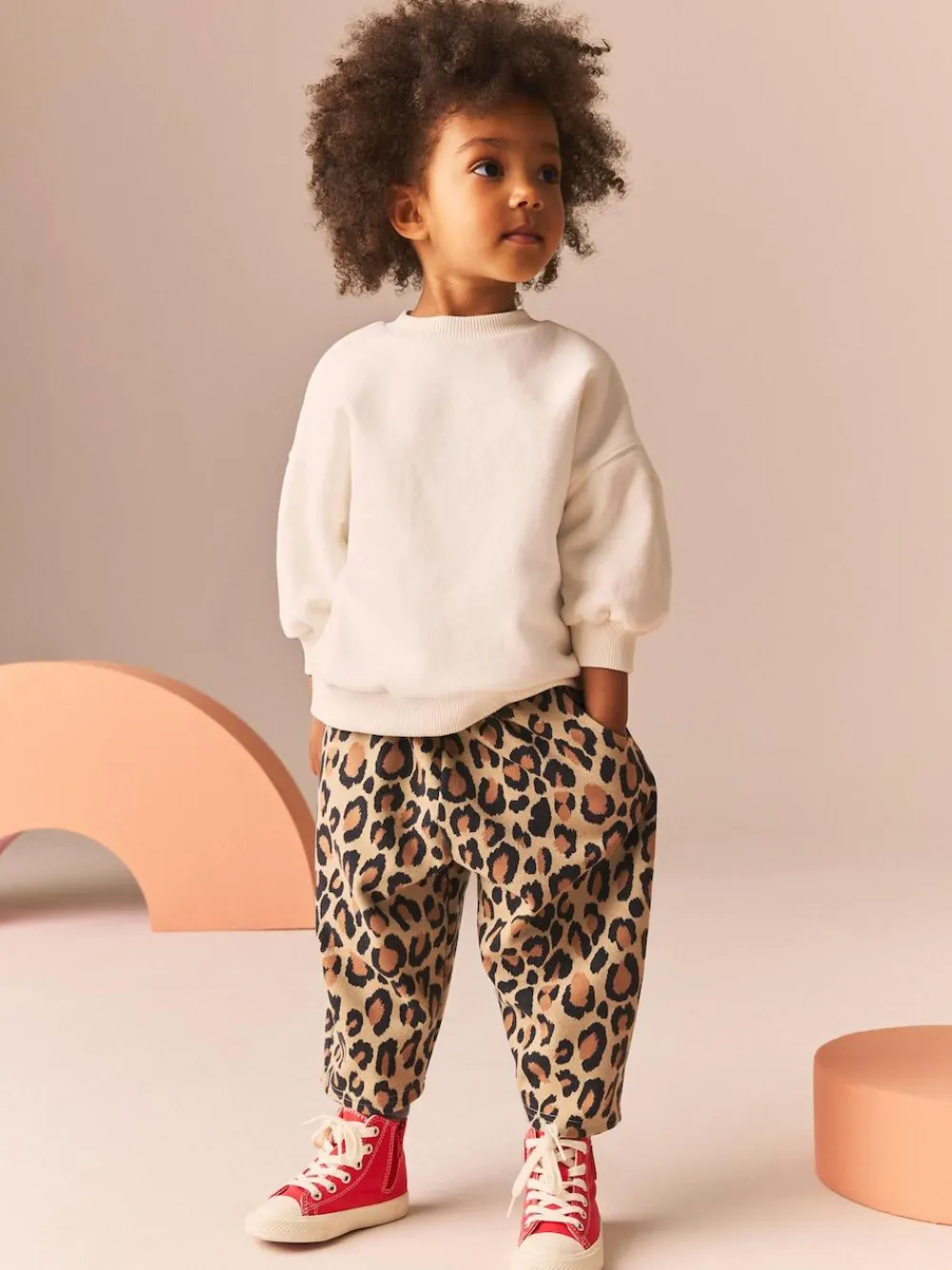 Next Animal Leopard Print Textured Barrel Leg Trousers (3mths-7yrs)^ Baby Girls|Pants & Leggings