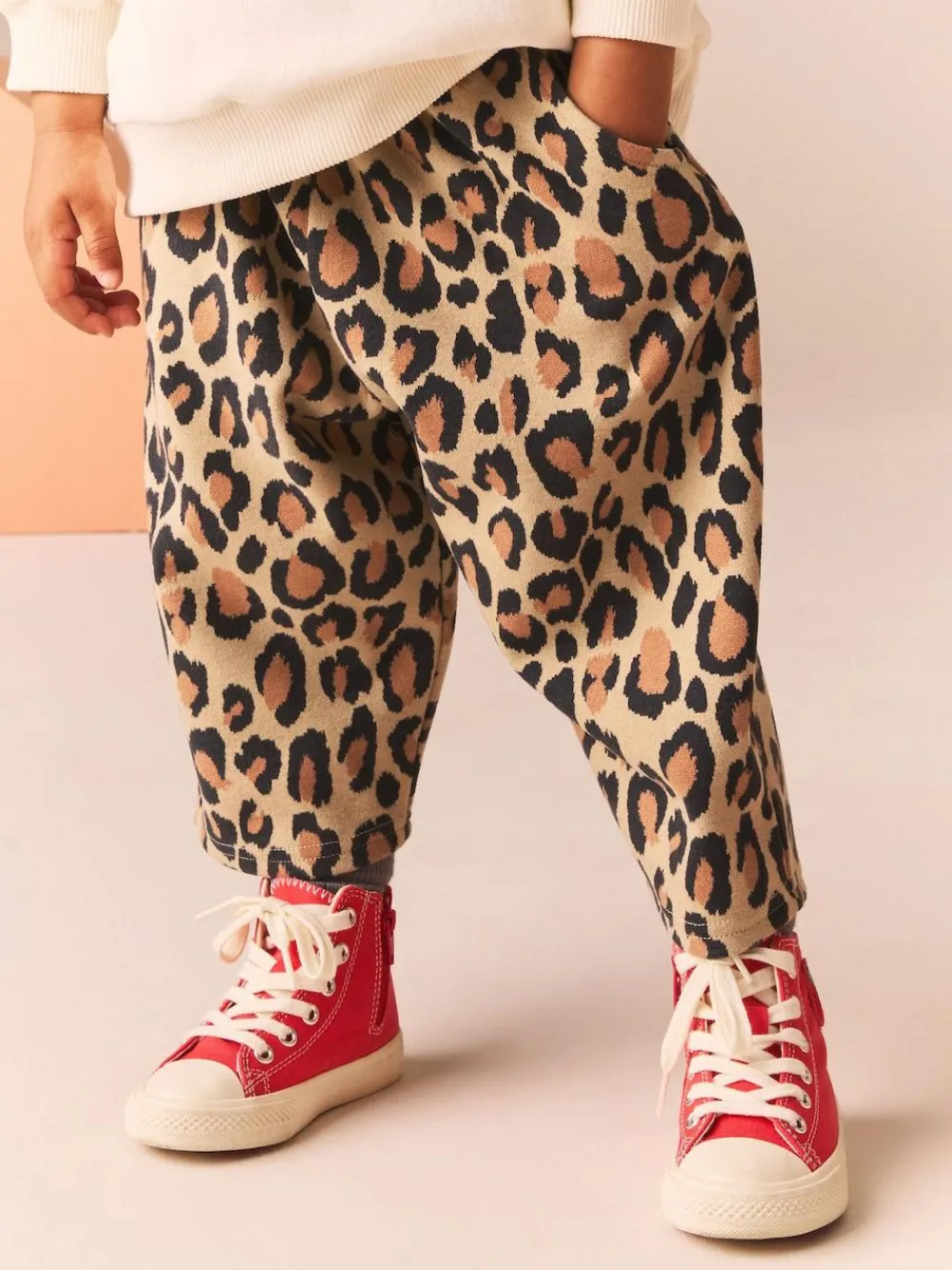 Next Animal Leopard Print Textured Barrel Leg Trousers (3mths-7yrs)^ Baby Girls|Pants & Leggings