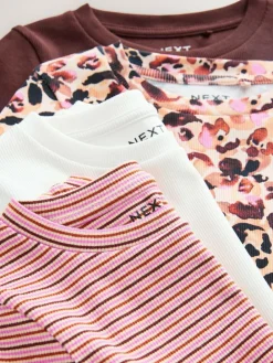 Clearance Next Animal Long Sleeve Ribbed T-Shirts 4 Pack (3-16yrs)