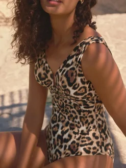 Sale Next Animal Plunge Shaping Tummy Control Swimsuit