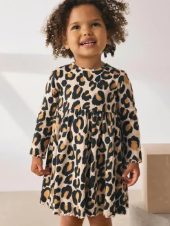 Sale Next Animal Print Long Sleeve Ribbed Dress (3mths-7yrs)