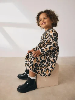 Sale Next Animal Print Long Sleeve Ribbed Dress (3mths-7yrs)