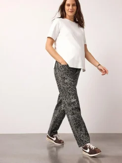 New Next Maternity Barrel Denim Jeans Animal Print