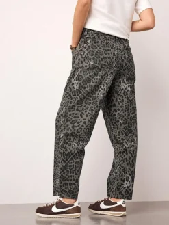 New Next Maternity Barrel Denim Jeans Animal Print